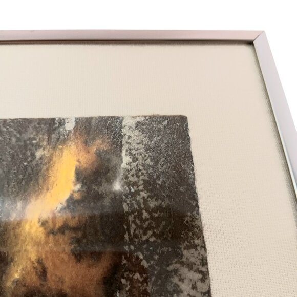 Abstract Mixed Media Painting Brown Yellow Beige By Suzanne Sandifer 8" X 10" - Picture 14 of 14